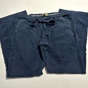 AE Y2K Low Rise Dark Blue Tie Waist Cargo Pants, 10, Utility